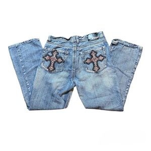 cross detailed baggy jeans